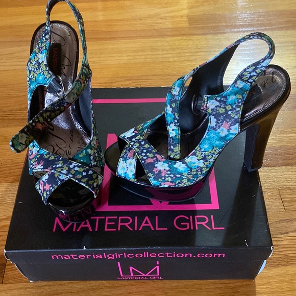 Material Girl Shoes Macys Material Girl Msacredflo Teal Multi Heels Platform Poshmark